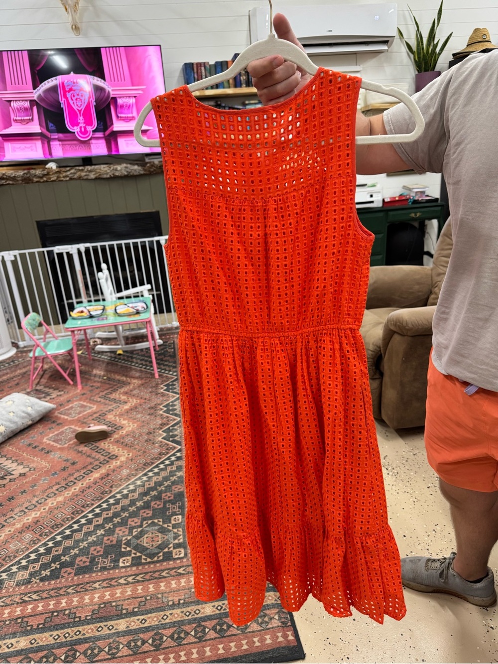 Bright Orange Eyelet Sundress